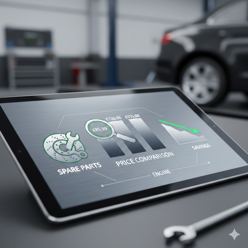 Car spare parts price comparison dashboard overview